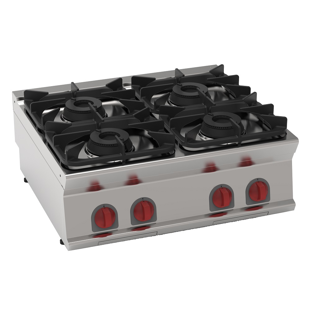 Hornillo a gas 4 fuegos de sobremesa 800x700x280 mm