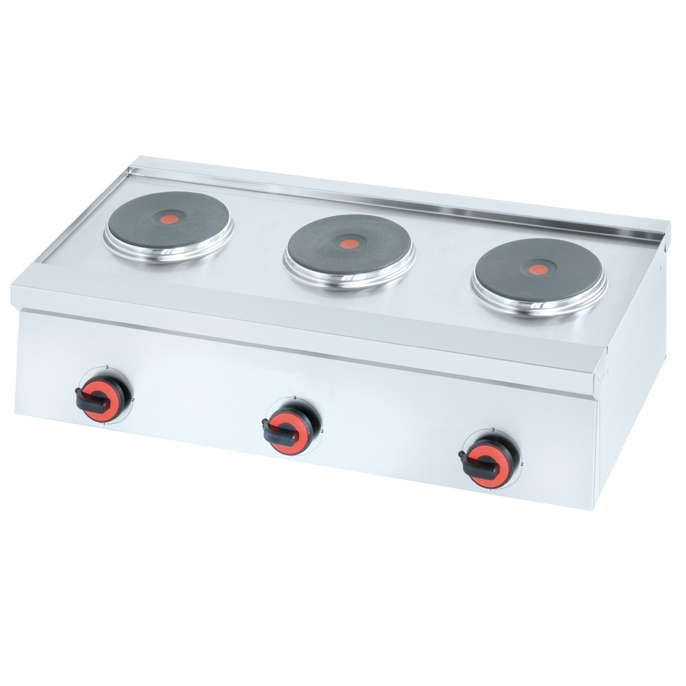 Electric boiling 3 round plates table top - 900x450x240 mm - 6000 W 230/1V - 44830M10 Eurast