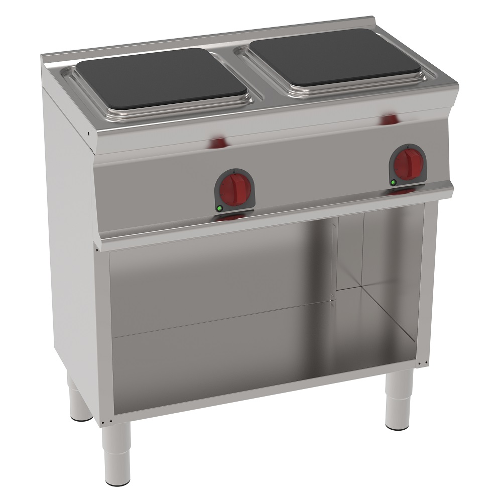 Electric cooker with 2 square plates on open support - 800x450x900 mm - 8000 W 400/3V - 30051613 Eur