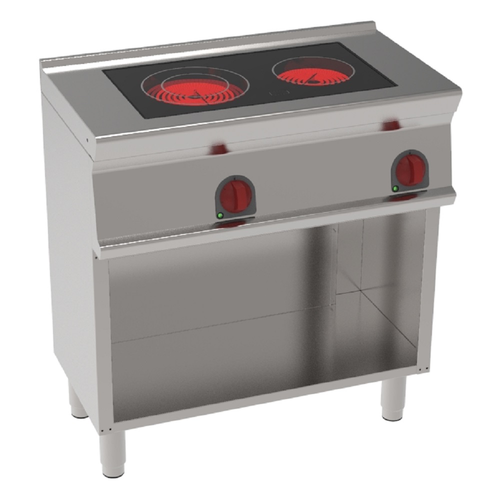Vitroceramic cooker 2 hot zones on open support - 800x450x900 mm - 4300 W 230/1V - 30511617 Eurast
