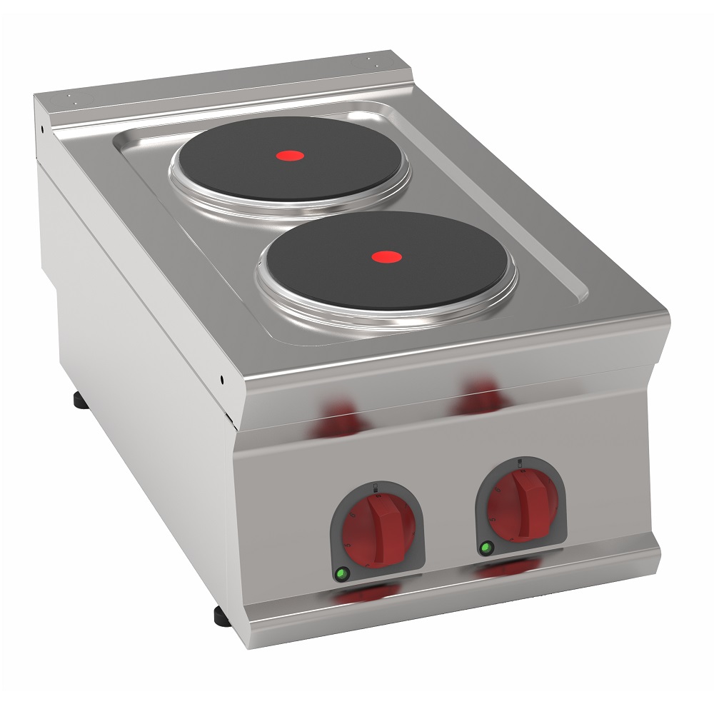 Electric boiling 2 round plates table top - 400x700x280 mm - 5200 W 400/3V - 35100617 Eurast