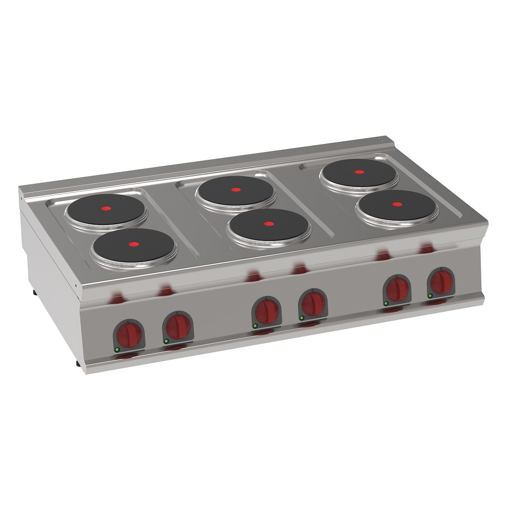 Electric boiling 6 round plates table top - 1200x700x280 mm - 15600 W 400/3V - 35400617 Eurast