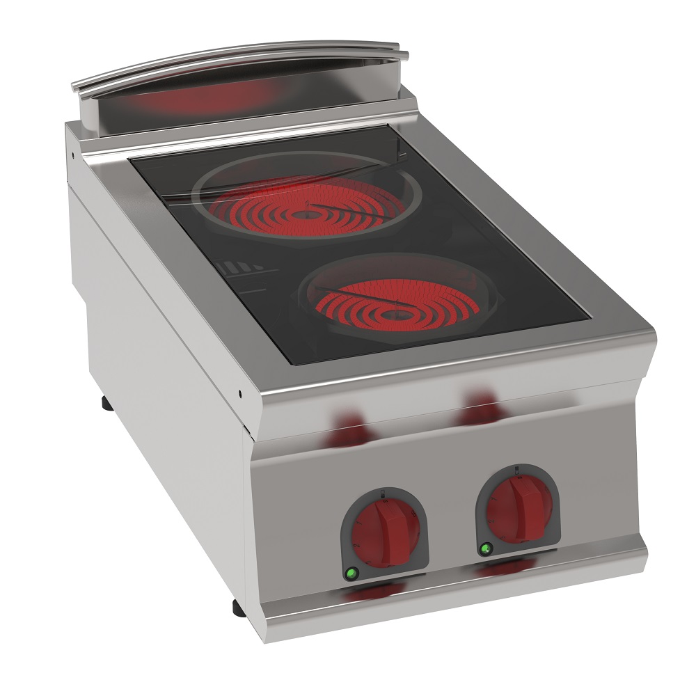 Vitroceramic cooker 2 hot zones - 400x700x280 mm - 4300 W 400/3V - 35510617 Eurast