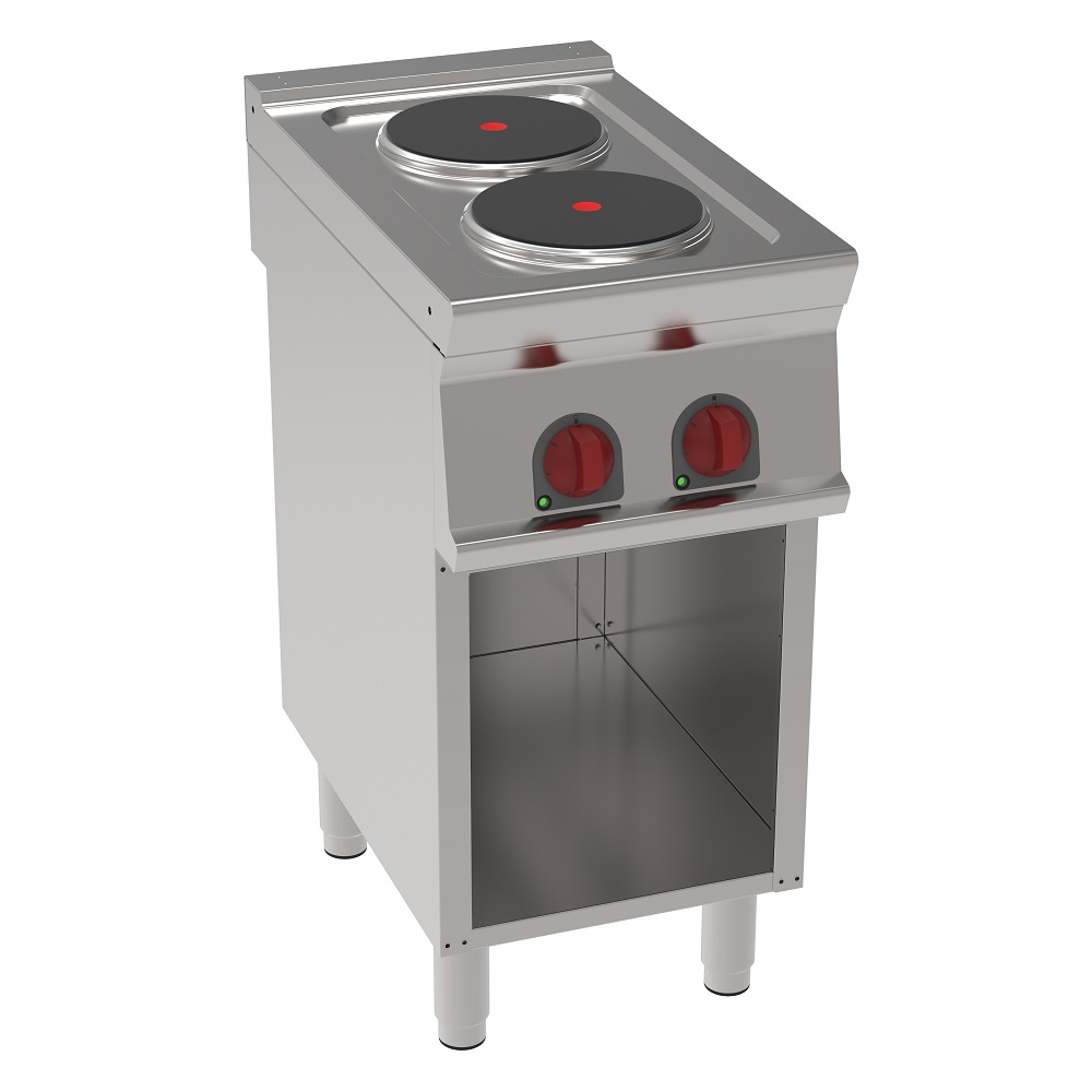 Electric cooker with 2 round plates on open support - 400x700x900 mm - 5200 W 400/3V - 35800617 Eura