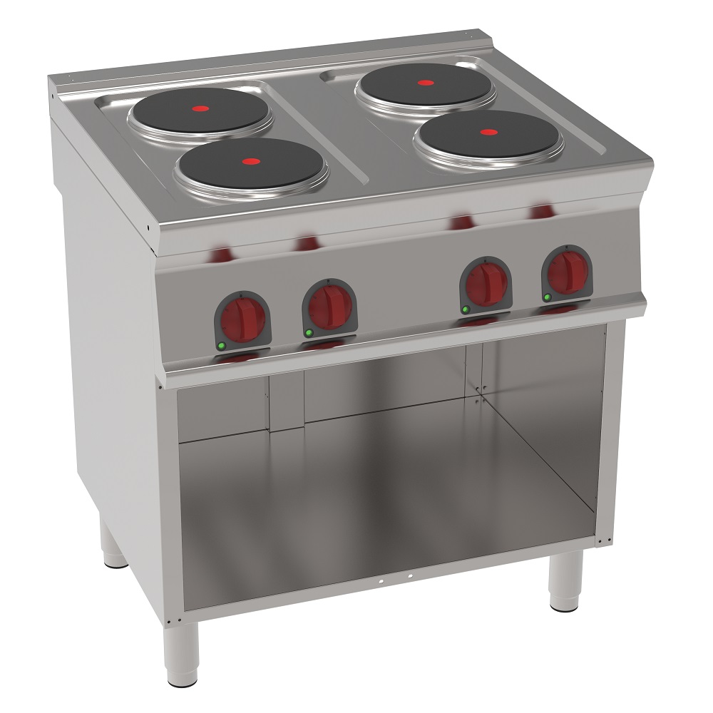 Electric cooker with 4 round plates on open support - 800x700x900 mm - 10400 W 400/3V - 35010617 Eur