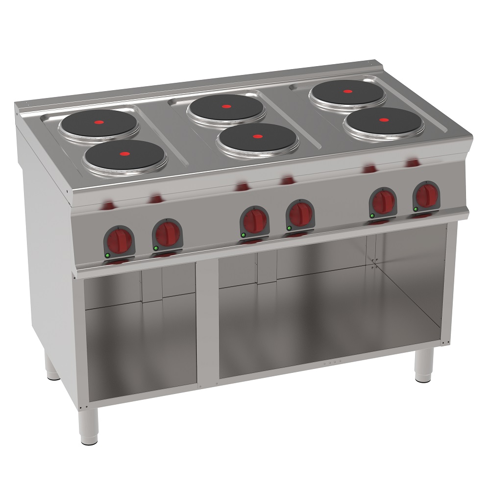 Electric cooker with 6 round plates on open support - 1200x700x900 mm - 15600 W 400/3V - 35110617 Eu