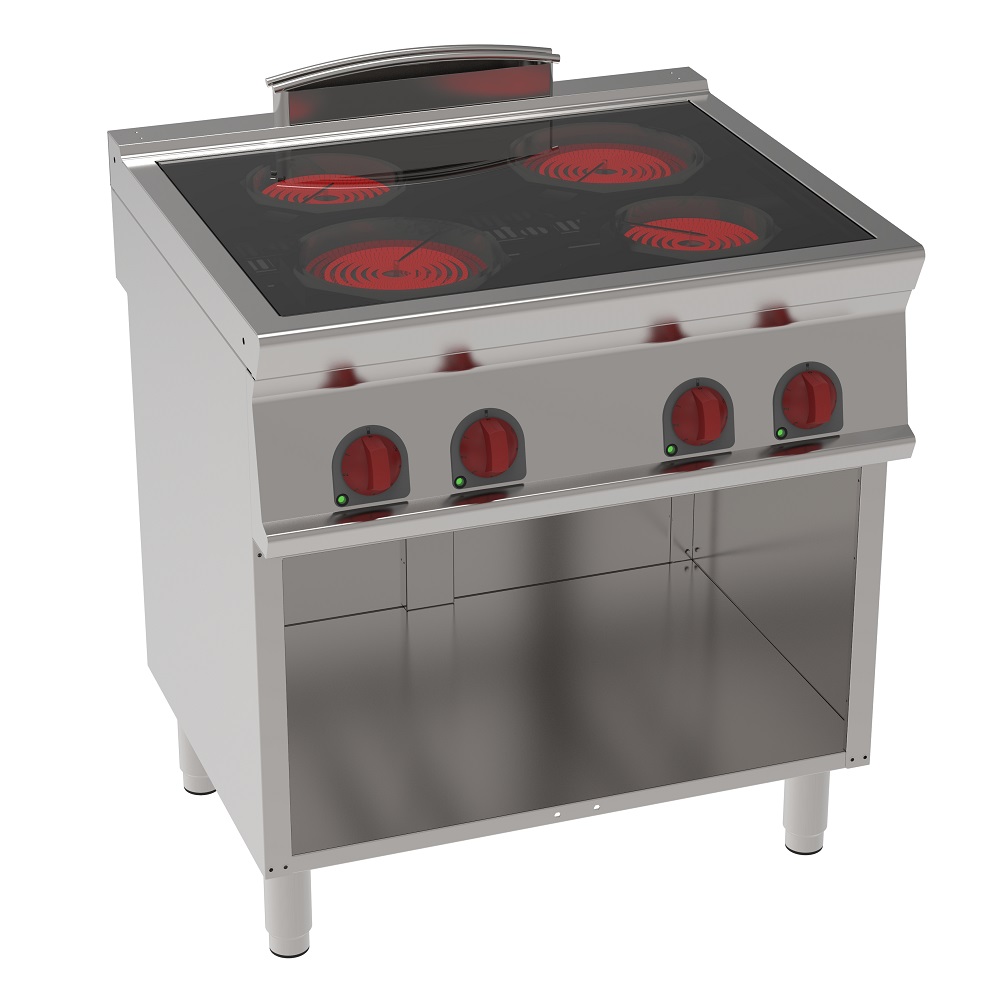 Vitroceramic cooker 4 hot zones on open support - 800x700x900 mm - 8600 W 400/3V - 35810617 Eurast