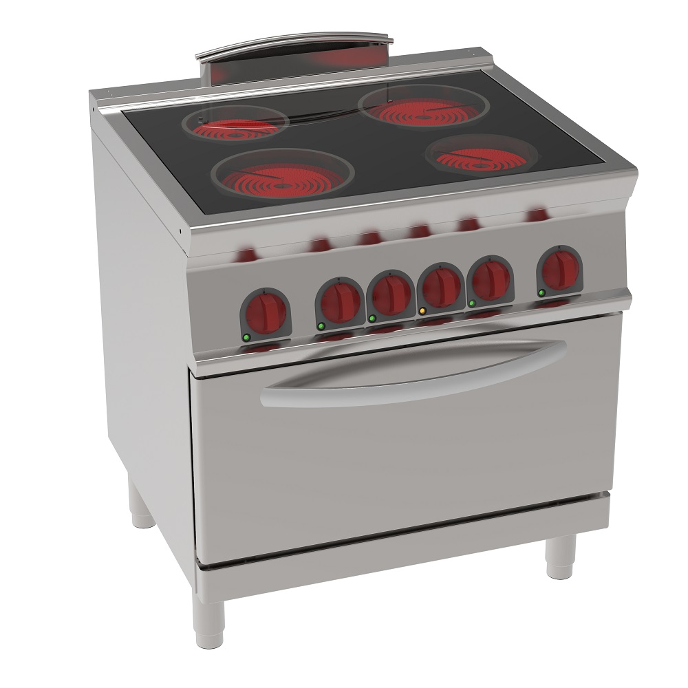Vitroceramic cooker 2 hot zones 1 static electr. oven gn 2/1 - 800x700x900 mm - 13300 W 400/3V - 350