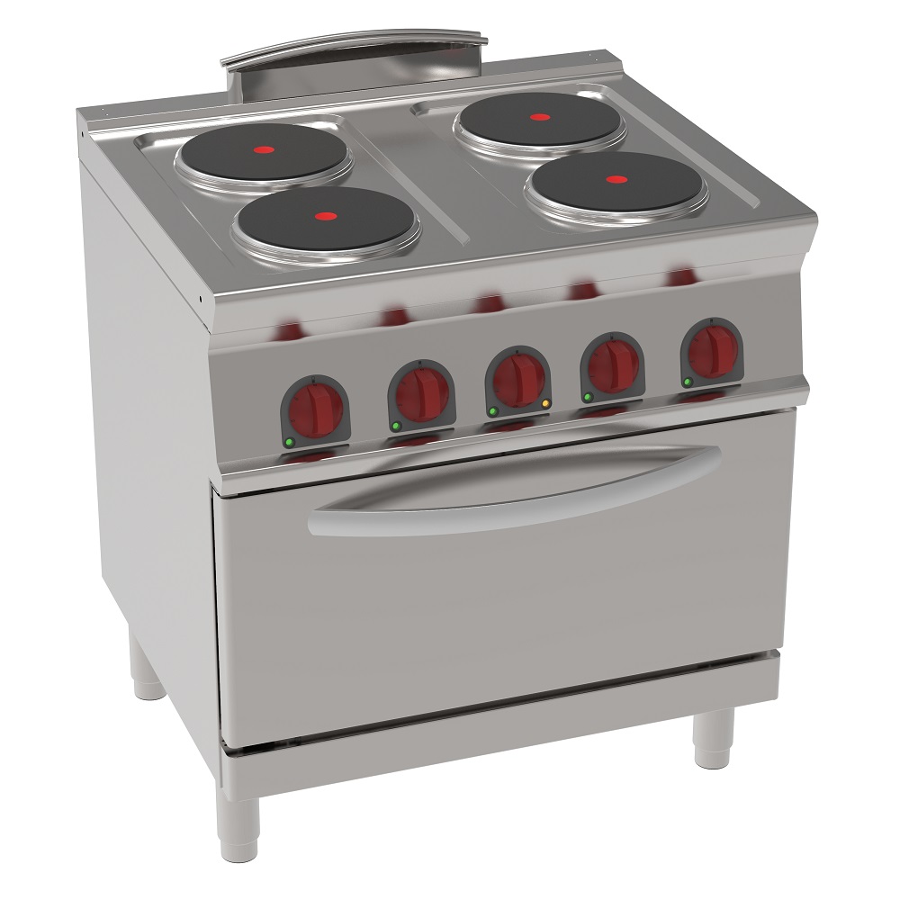 Electric cooker with 4 round plates 1 convection electr. oven gn 2/1 - 800x700x900 mm - 15400 W 400/