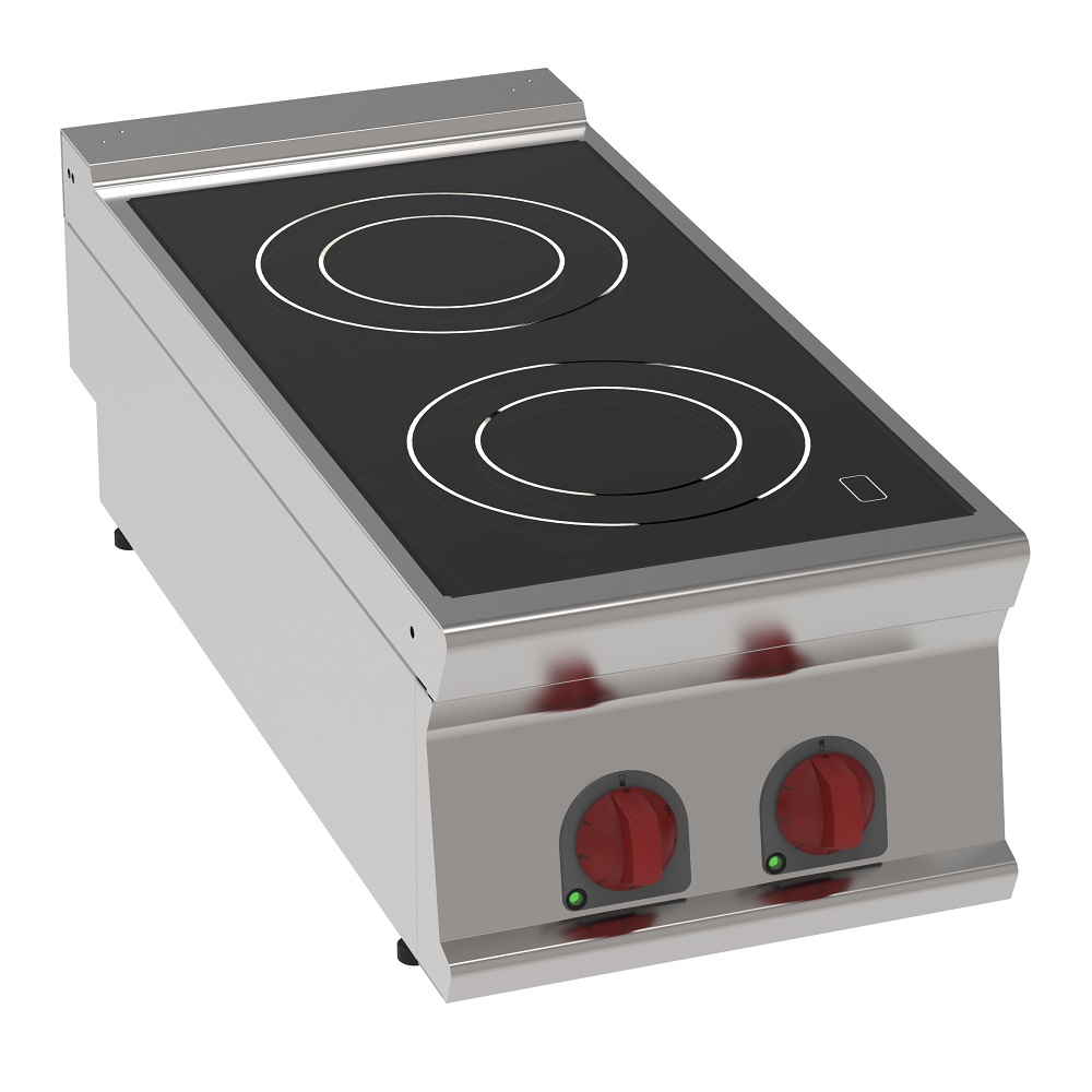 Vitroceramic cooker 2 hot zones - 400x900x280 mm - 6800 W 400/3V - 34710613 Eurast
