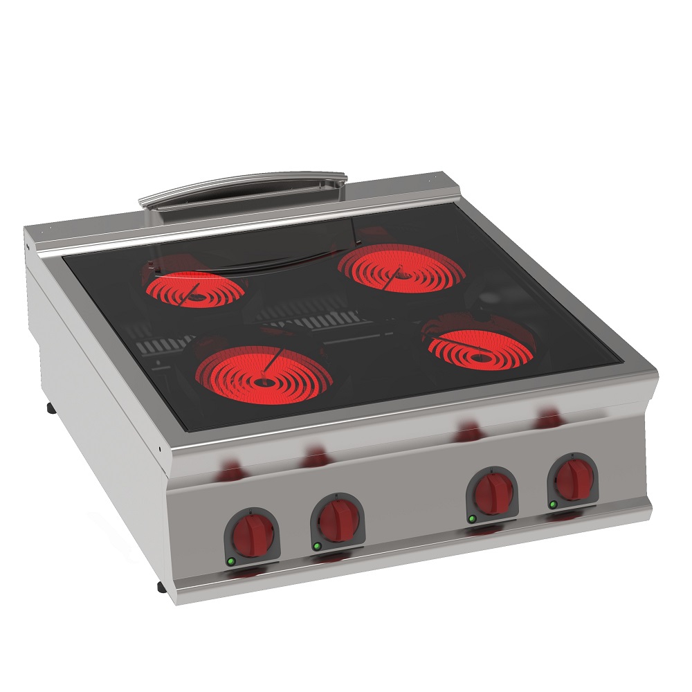 Vitroceramic cooker 4 hot zones - 800x900x280 mm - 13600 W 400/3V - 34910613 Eurast