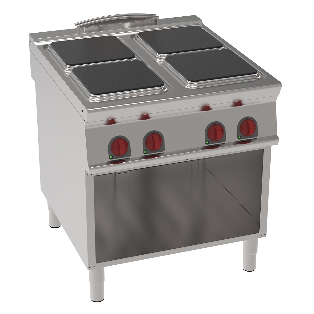 Electric cooker with 4 square plates on open support - 800x900x900 mm - 16000 W 400/3V - 34110613 Eu