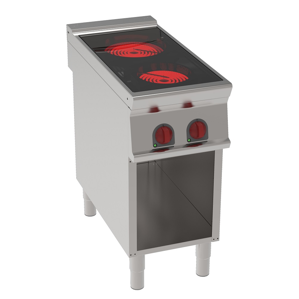 Vitroceramic cooker 2 hot zones on open support - 400x900x900 mm - 6800 W 400/3V - 34120613 Eurast