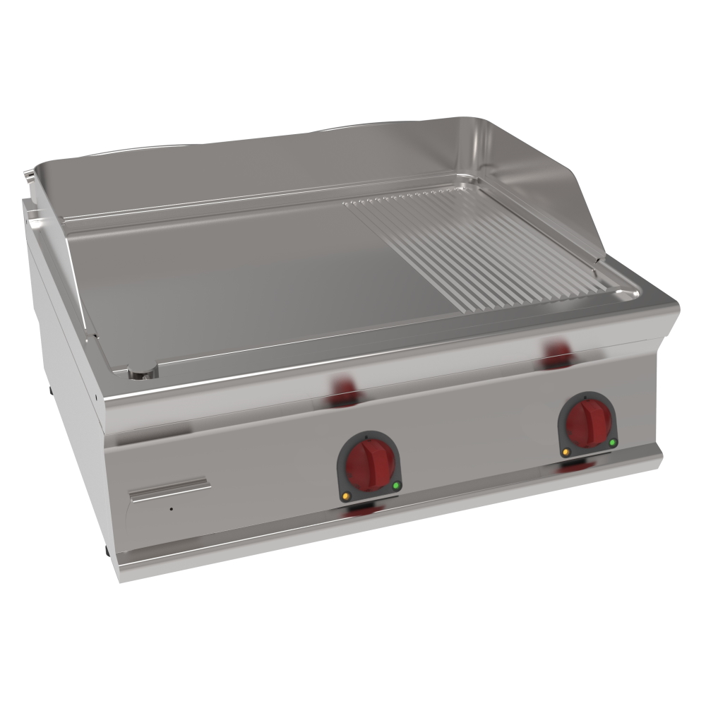 Electric iron hot plate 15 mm  partially grooved tabletop - 800x700x280 mm - 7800 W 400/3V - 3643061