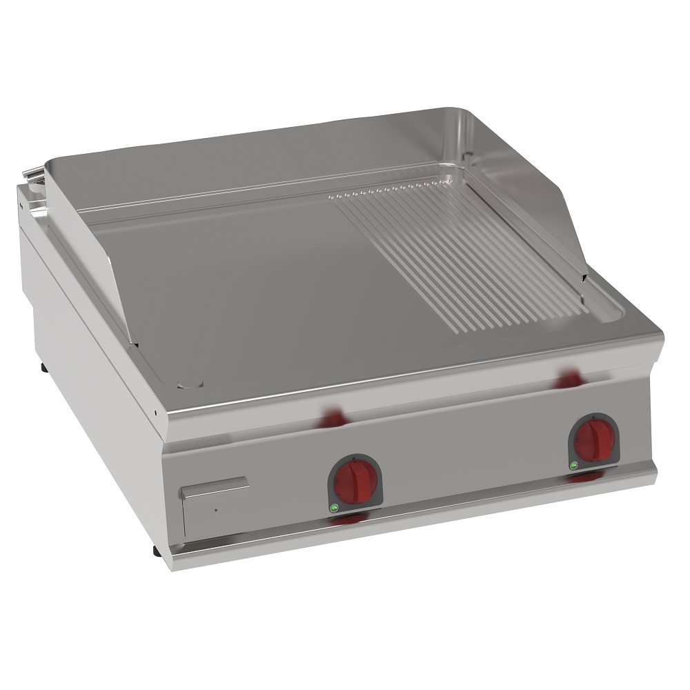 Electric iron hot plate 15 mm  partially grooved tabletop - 800x900x280 mm - 12000 W 400/3V - 361606