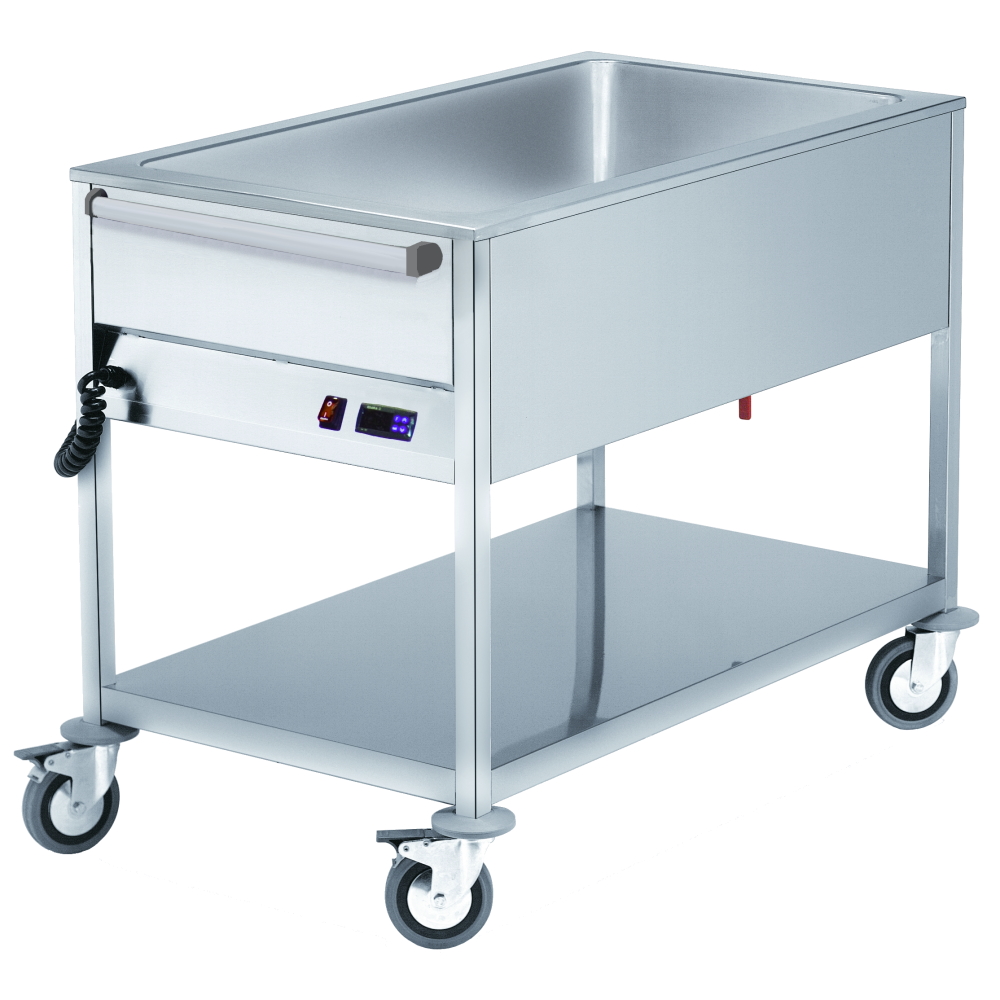 Electric bain marie for 4 gn 1/1-200 with wheels - 1420x670x900 mm - 3200 W 230/1V - 53020240 Eurast