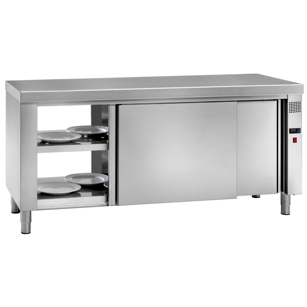 Central electric hot table dishes 4 doors 2 shelves - 1200x600x850 mm - 3000 W 230/1V - 64010440 Eur