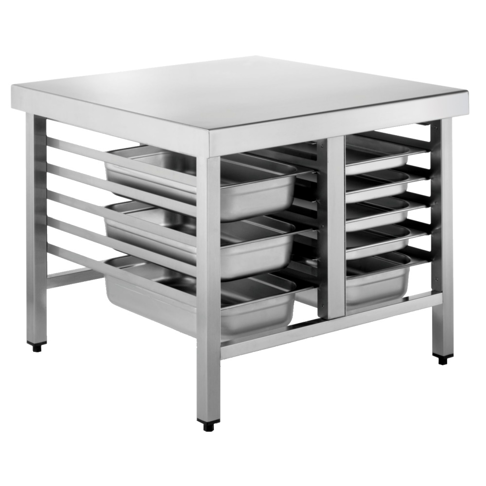 Oven support table with guides for 12 gn 1/1 - 850x750x700 mm - 41102050 Eurast
