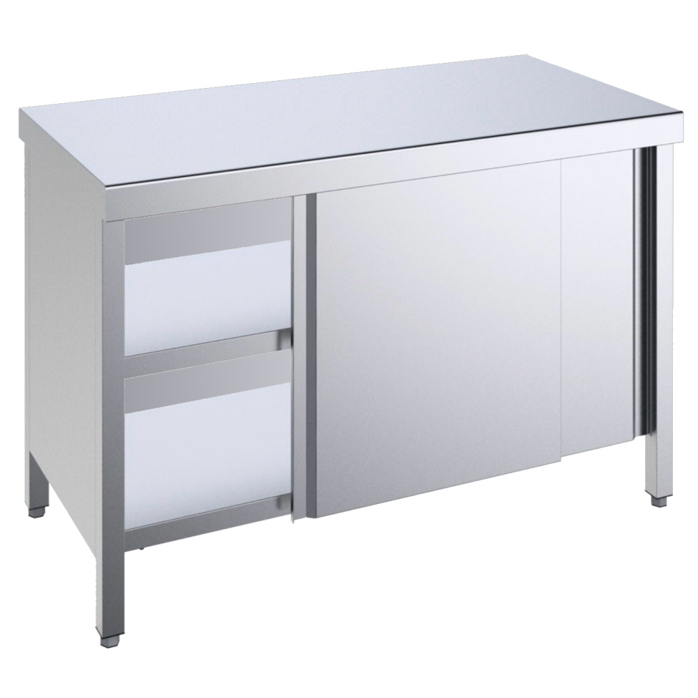Oven support cabinet with 2 shelves and sliding doors - 800x700x850 mm - 108007PC Eurast