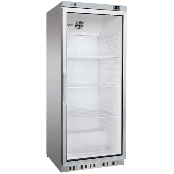 Static refrigerated cabinet stainless steel with glass door 600 liters - 780x740x1870 mm - 190 W 230