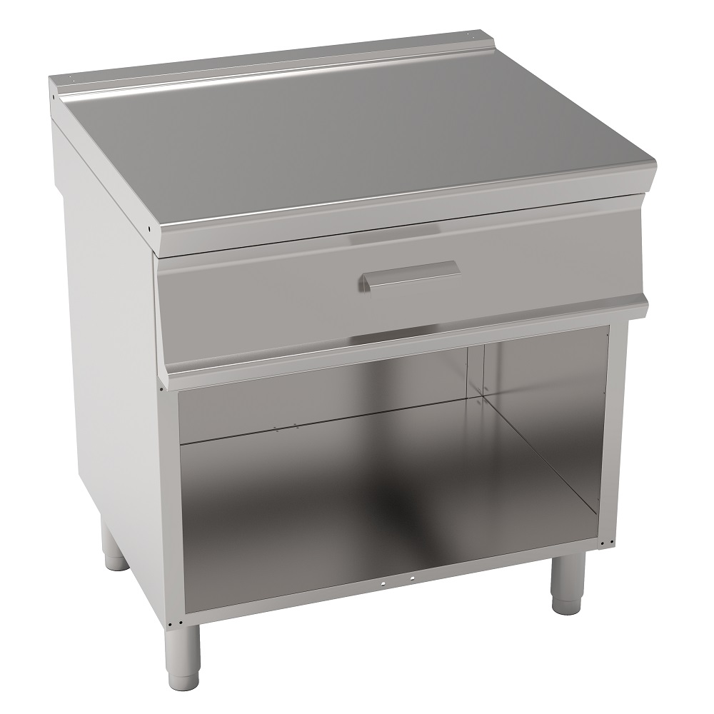 Mesa de apoyo con 1 cajón y estante sobre soporte abierto 800x900x900 mm
