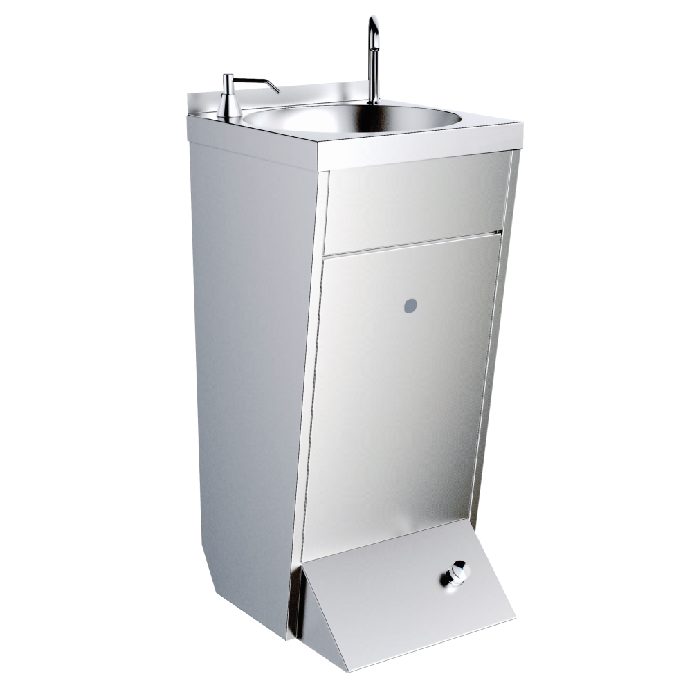 Lavamanos con pulsador de pie y dosificador detergente 400x440x850 mm
