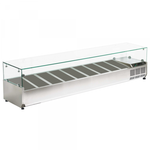 Ingredient refrigerator with display case for 9 gn 1/3 containers - 2000x395x440 mm - 160 W 230/1V -