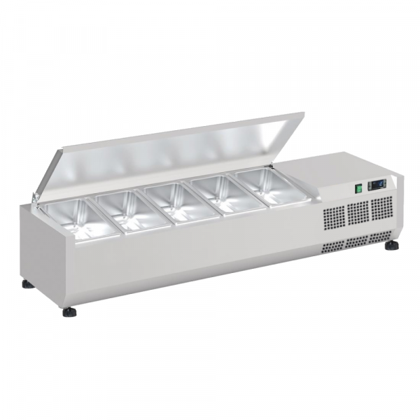 Ingredient refrigerator with lid with 5 gn 1/4-150 containers - 1200x335x280 mm - 160 W 230/1V - 751