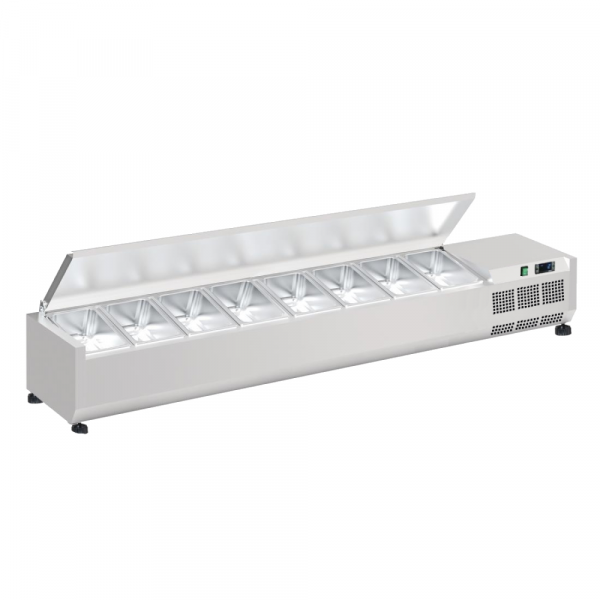 Ingredient refrigerator with lid with 8 gn 1/4-150 containers - 1800x335x280 mm - 160 W 230/1V - 781
