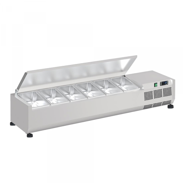 Ingredient refrigerator with lid with 6 gn 1/3-150 containers - 1500x395x280 mm - 160 W 230/1V - 761