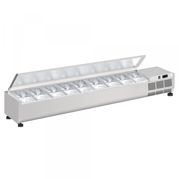 Ingredient refrigerator with lid with 9 gn 1/3-150 containers - 2000x395x280 mm - 160 W 230/1V - 791