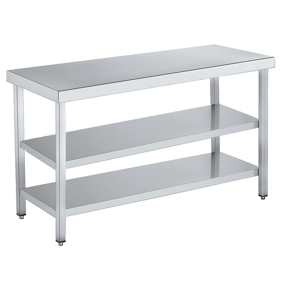 Mesa de trabajo central con 2 estantes desmontada 800x600x850 mm
