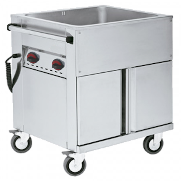 Electric bain marie for 2 gn 1/1-200 with wheels - 830x670x900 mm - 2400 W 230/1V - 51120240 Eurast