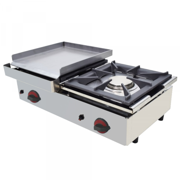 Gas boiling 1 burner and 1 tabletop grill - 800x450x240 mm - 11,6 Kw - 4412PC08 Eurast