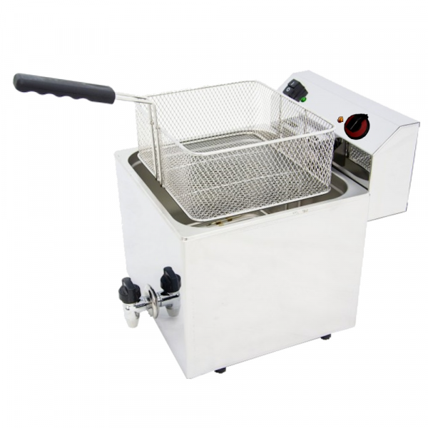 Electric fryer 12 liters tabletop with tap - 355x495x325 mm - 4500 W 230/1V - 44126210 Eurast