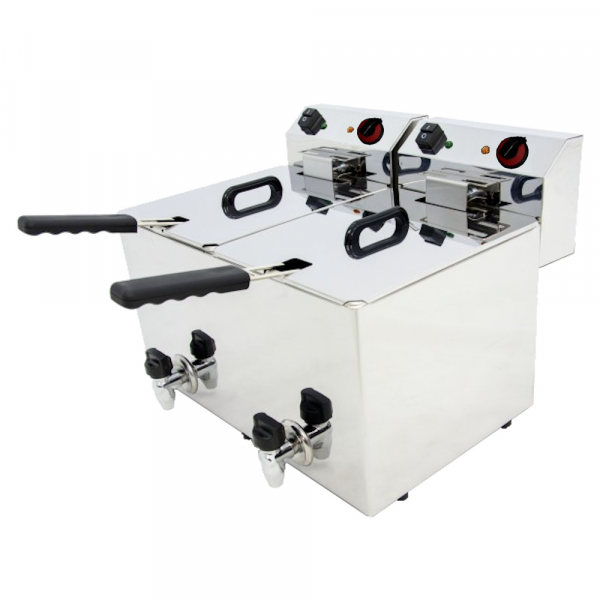 Electric fryer 8+8 liters tabletop with tap - 530x495x325 mm - 7000 W 230/1V - 44886010 Eurast