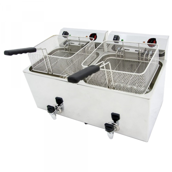 Electric fryer 12+12 liters tabletop with tap - 695x495x325 mm - 9000 W 230/1V - 44246212 Eurast