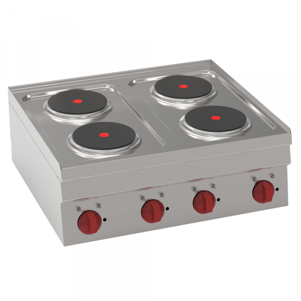 Electric boiling 4 round plates table top - 700x600x280 mm - 8000 W 400/3V - 30400611 Eurast