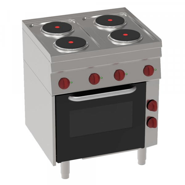 Electric cooker with 4 round plates 1 electric convection oven 440x380 - 700x600x850 mm - 10500 W 40
