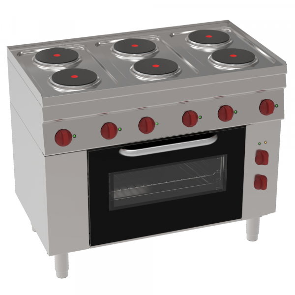 Electric cooker with 6 round plates 1 electric convection oven gn 1/1 - 1050x600x850 mm - 10500 W 40