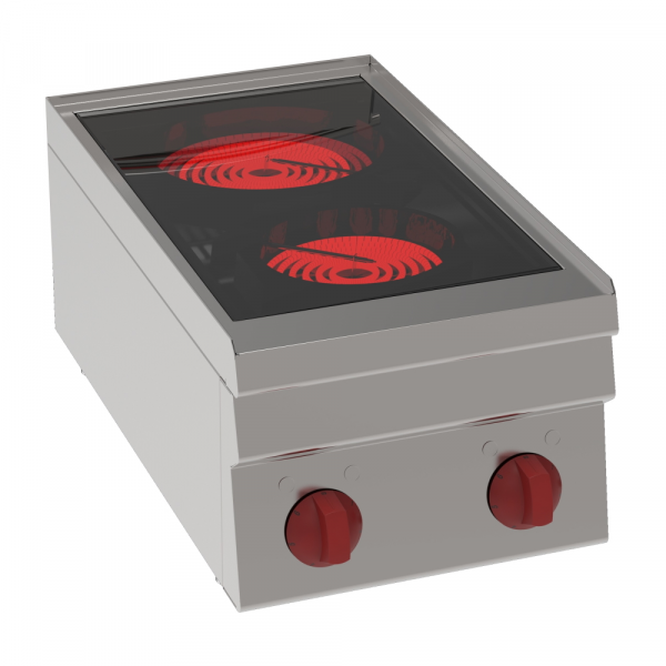 Vitroceramic cooker 2 hot zones - 350x600x280 mm - 4300 W 230/1V - 30110611 Eurast