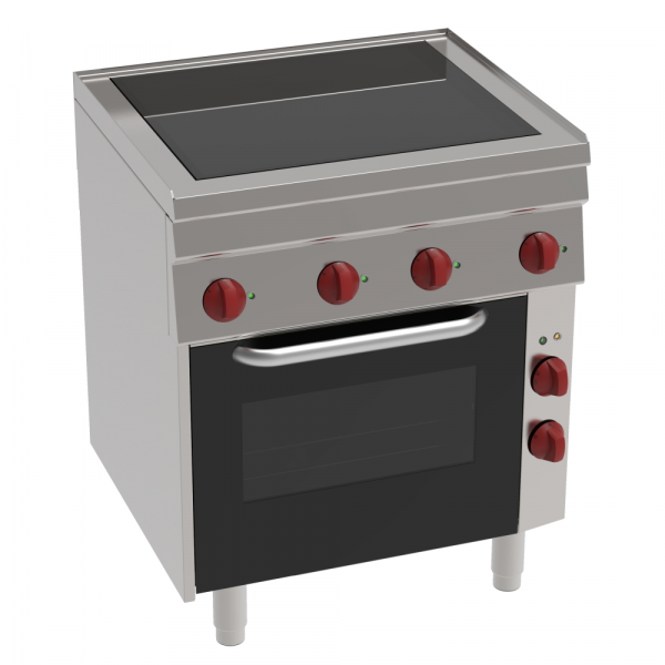 Vitroceramic cooker 4 hot zones 1 conv. electr. oven 440x380 - 700x600x850 mm - 11100 W 400/3V - 424
