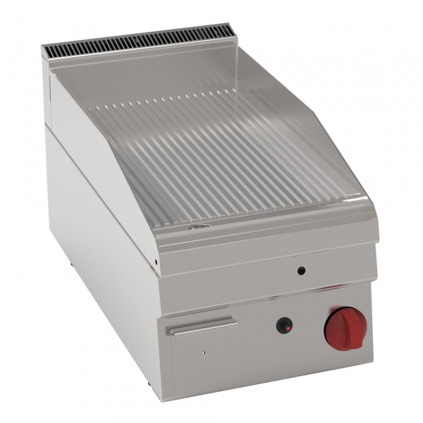 Gas iron hot plate 15 mm  grooved tabletop - 350x600x280 mm - 4 Kw - 30120311 Eurast