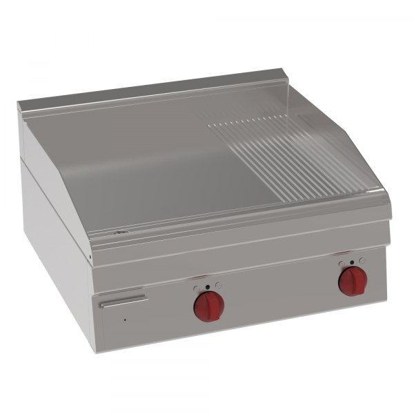 Electric iron hot plate 15 mm  partially grooved tabletop - 700x600x280 mm - 7800 W 400/3V - 3072061
