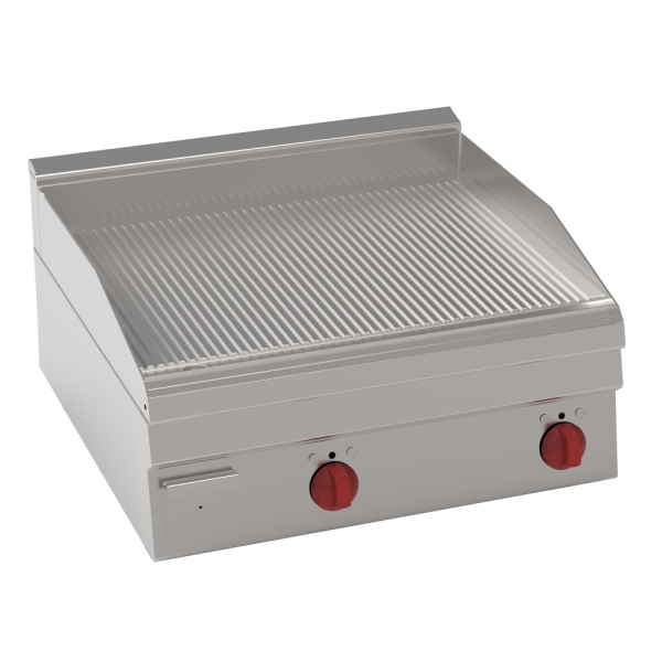 Electric iron hot plate 15 mm  partially grooved tabletop - 700x600x280 mm - 7800 W 400/3V - 3092061