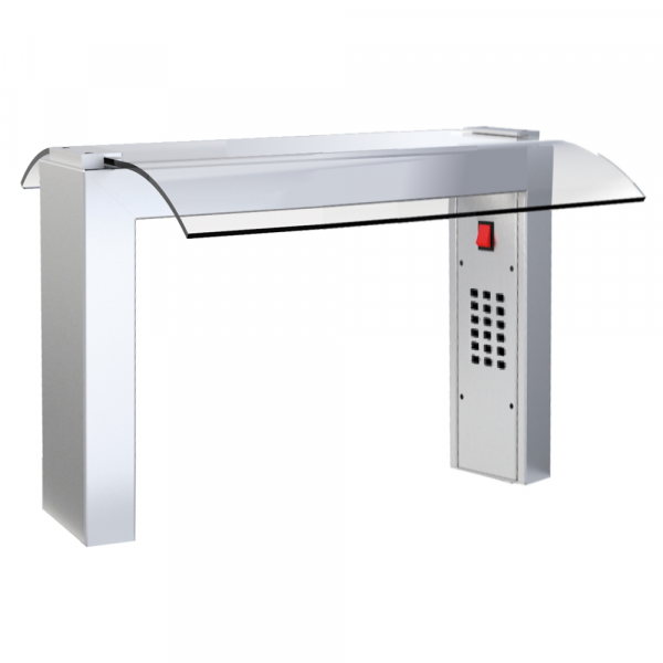 Screen with support and glass drop-in 2 gn with led light and heating - 755x550x420 mm - 480 W 230/1