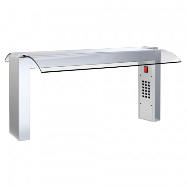 Screen with support and glass drop-in 3 gn with led light and heating - 1085x550x420 mm - 710 W 230/
