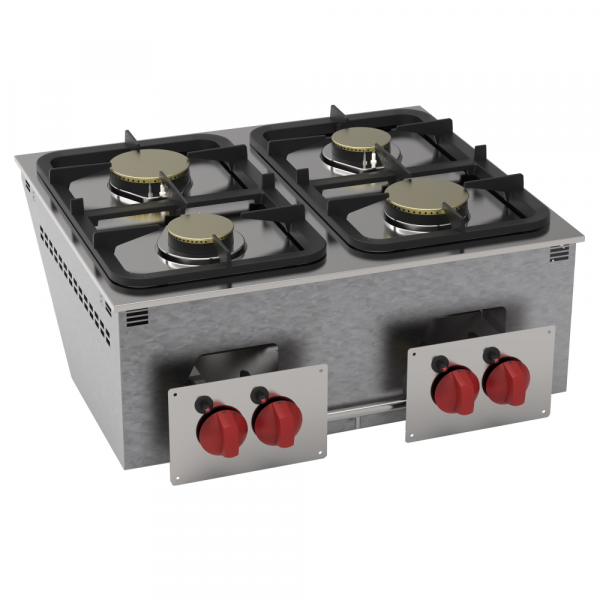 Drop-in kitchen countertop 4 gas burners - 700x600x210 mm - 17 Kw - 12600331 Eurast