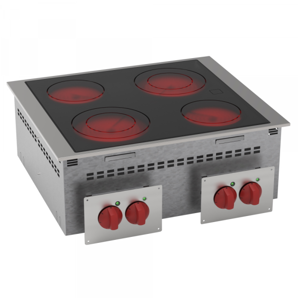 Kitchen countertop drop-in 4 hot zones - 700x600x210 mm - 8600 W 400/3V - 12800631 Eurast