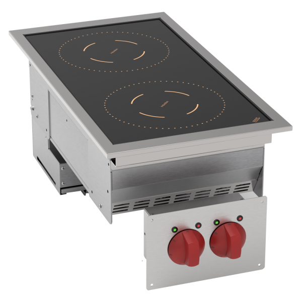Induction kitchen countertop drop-in 2 hot zones - 350x600x210 mm - 7000 W 400/3V - 12140631 Eurast